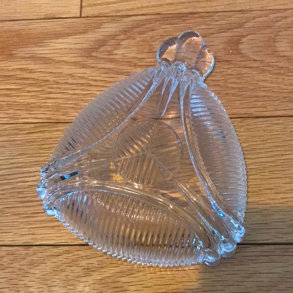 Vintage Pressed Glass Rounded Triangle Bowl with Handle - Picture 3 of 3